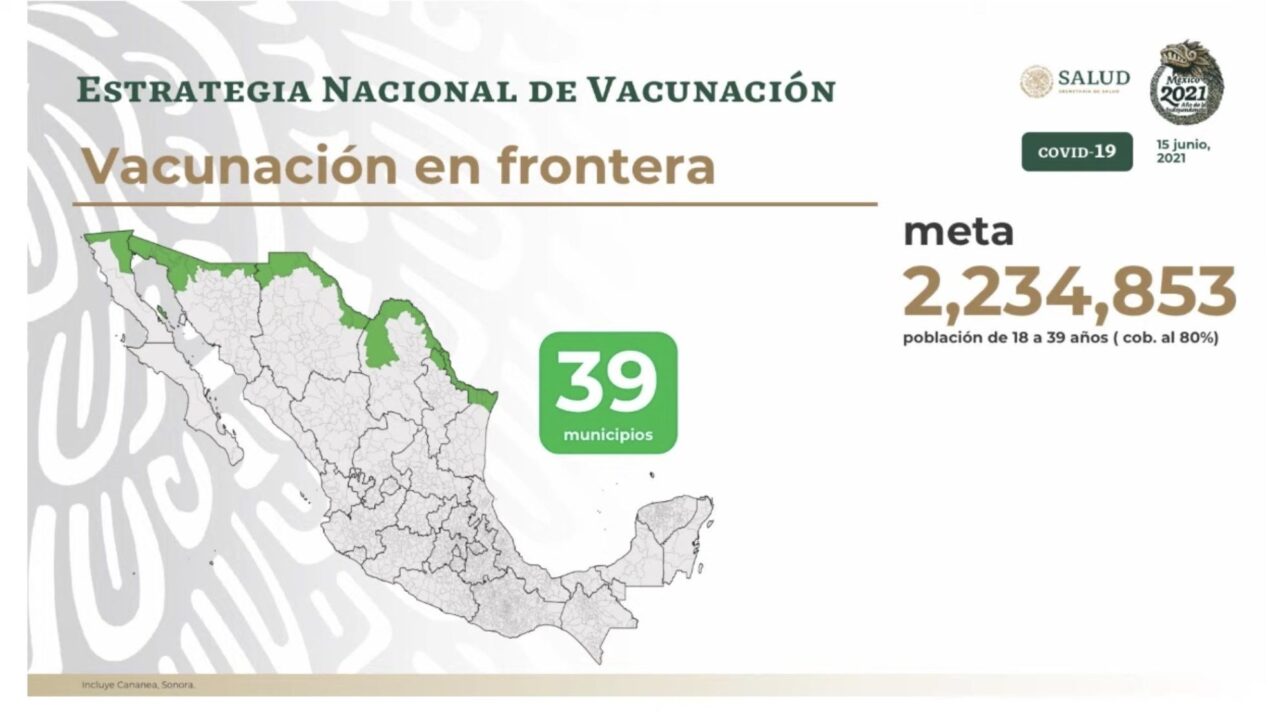Vacunación de 18 a 39 en municipios fronterizos. 