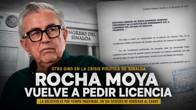 Rocha Moya vuelve a pedir licencia tras regresar a gubernatura