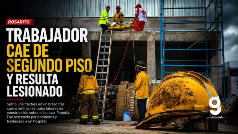 Trabajador cae de un segundo piso y resulta lesionado en Rosarito