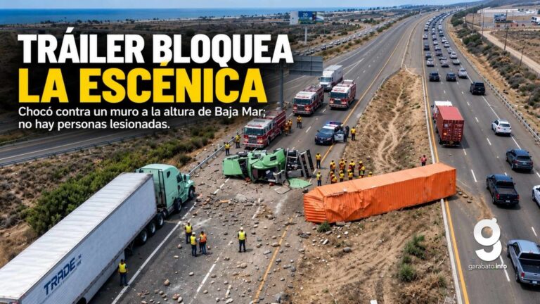 Tráiler choca y obstruye carril en la carretera Escénica
