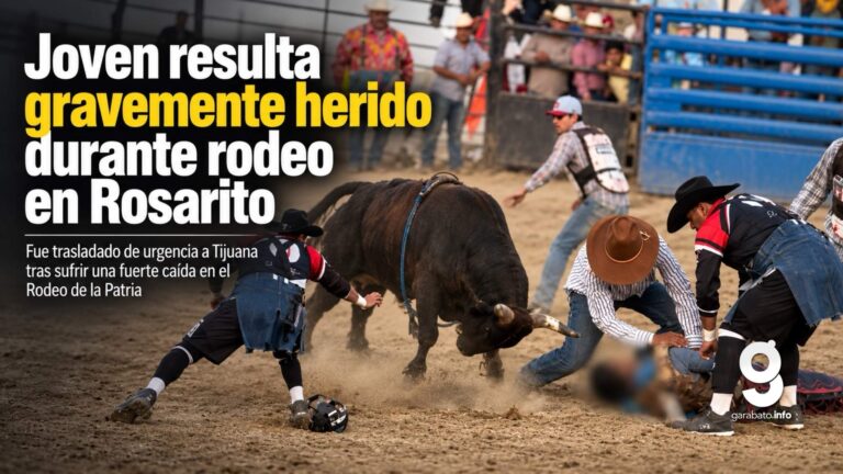 Joven queda gravemente herido tras caer de un toro durante rodeo en Rosarito