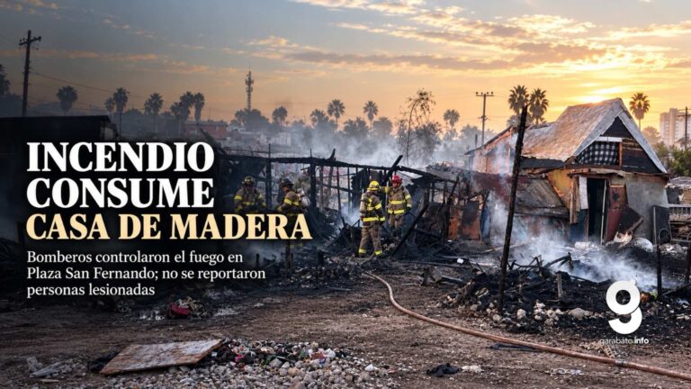 Incendio consume vivienda de madera en Plaza San Fernando, Rosarito