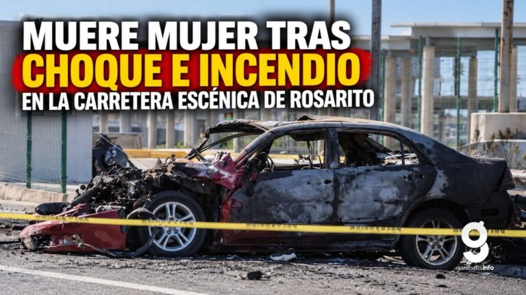 Muere mujer tras choque e incendio en la carretera escénica de Rosarito